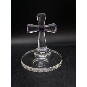 PartyLite Crystal Cross Tealight Amethyst Purple Candle Holder 5" Retired